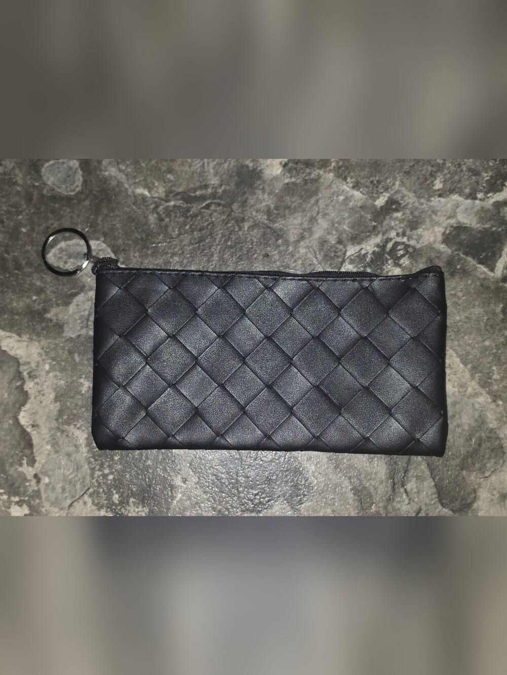 Woven Luxe Zip Pouch Wallet - Black NWT